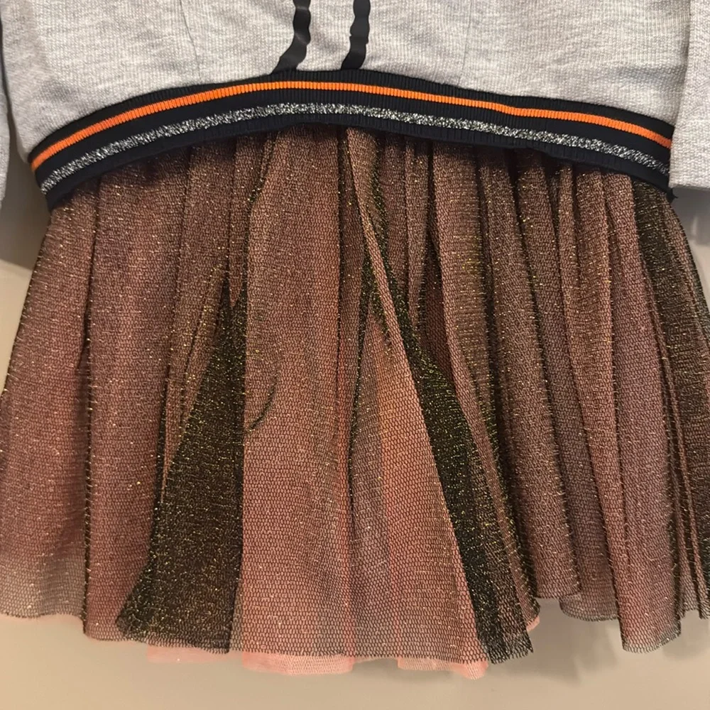 NWT- Truly Me Kids Haunted House long sleeve tutu Dress, Grey multi, 2T
